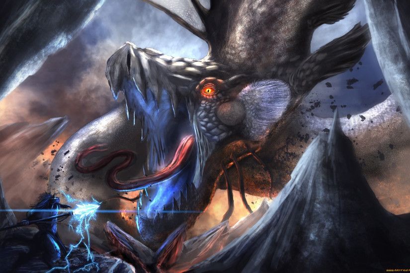 Epic Anime Fight Wallpaper Epic fantasy warrior dragon
