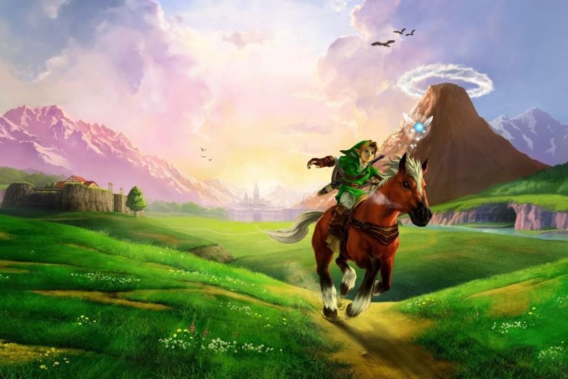 Preview wallpaper the legend of zelda, horse, plain, river, sunlight, zelda