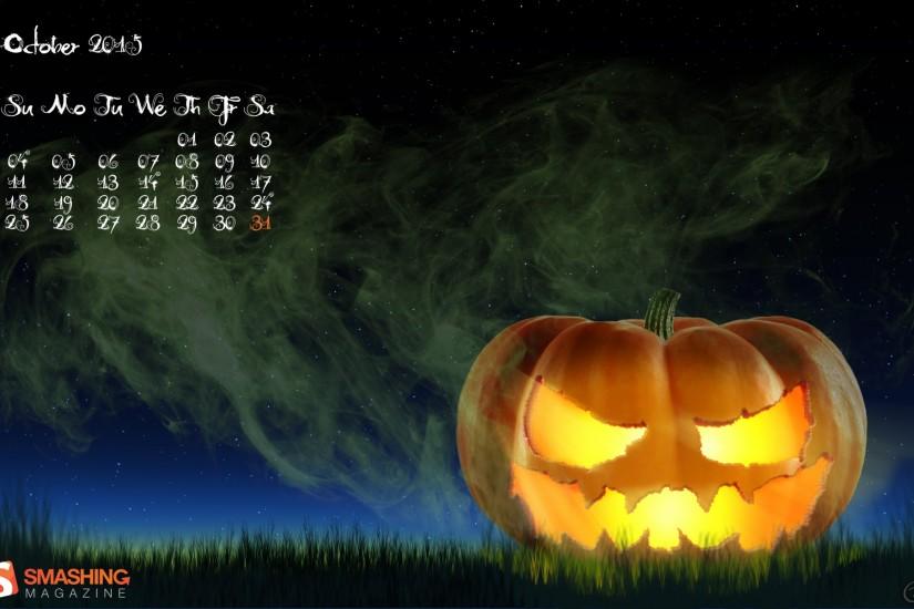 Creepy Pumpkin Desktop Calendars Wallpapers October 2015