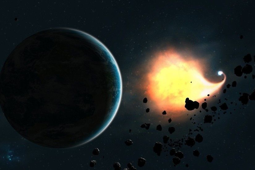 planet asteroid belt star flash light