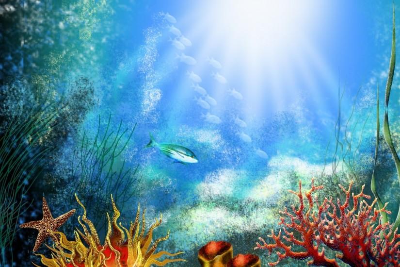 1920x1200 Wallpaper ish, under water, algas, vegetation, light