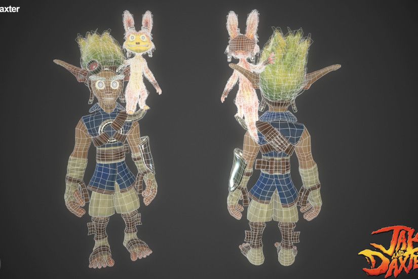 Jak & Daxter character models, Daxter's rig linked to Jak's root with bones  for straps, ears etc for secondary animation, eyelid overlays for animated  ...