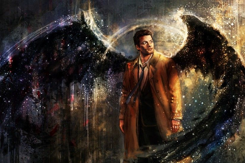 Castiel, Drawing, Supernatural, Artwork, Wings, Painting Wallpapers HD /  Desktop and Mobile Backgrounds