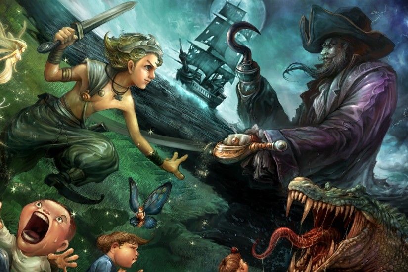 Peter Pan Saryth Fantasy fairytale Neverland fanart Peter Pan Neverland  kids pirates captain wallpaper | 1920x1200