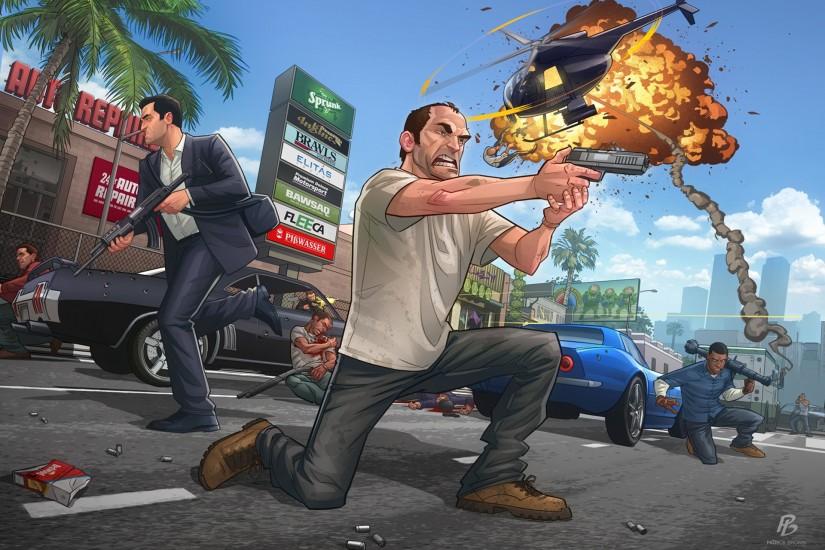 Grand Theft Auto GTA 5 Men Vector Graphics Game battle f
