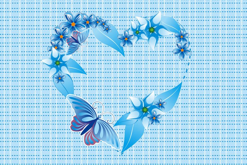 Blue butterfly heart Background Wallpaper for PowerPoint Presentations