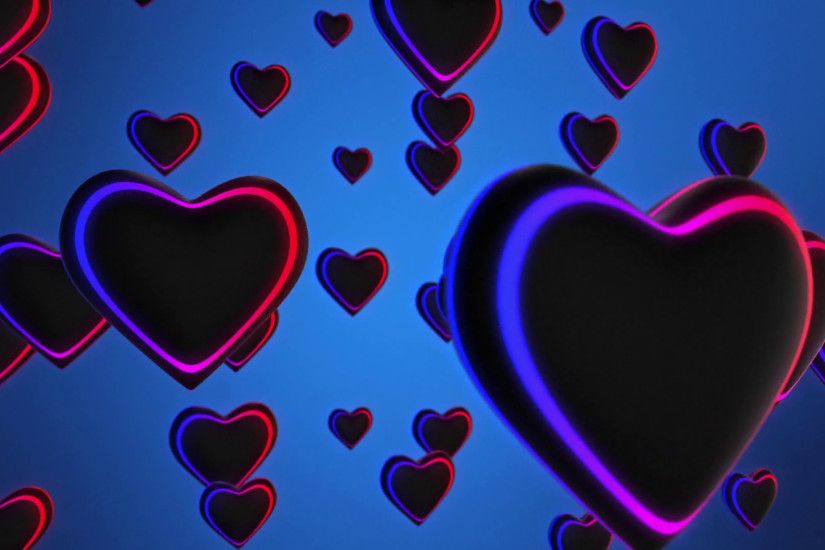 Funky Hearts with Colorful Glowing Stripes Flying in 3D Space Seamless  Looping Motion Background Full HD
