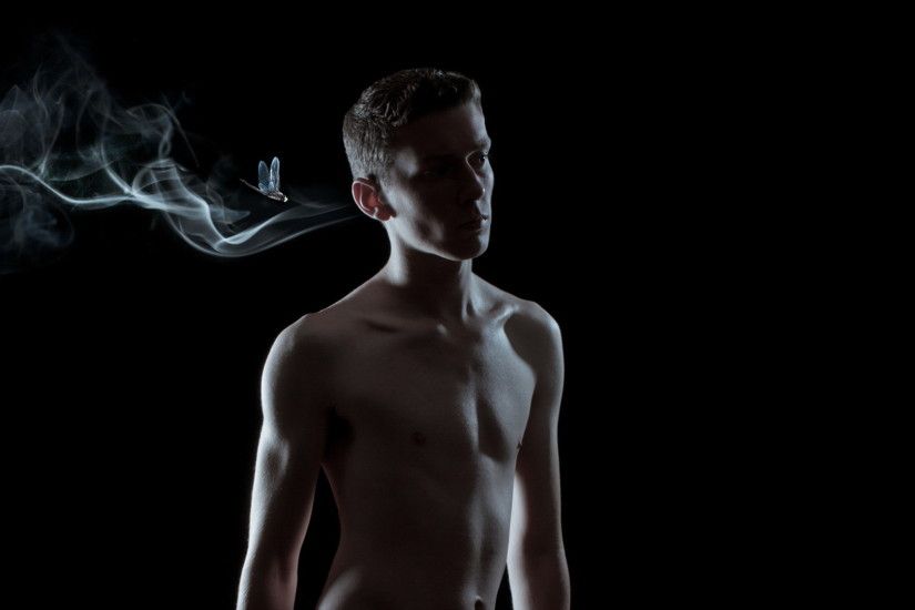... wallpaper Â· model men on black background, dragonfly Let the smoke out  style photo hd high definition