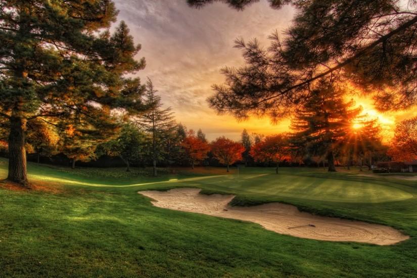 Wallpaper hd sunset golf course wide high definition.