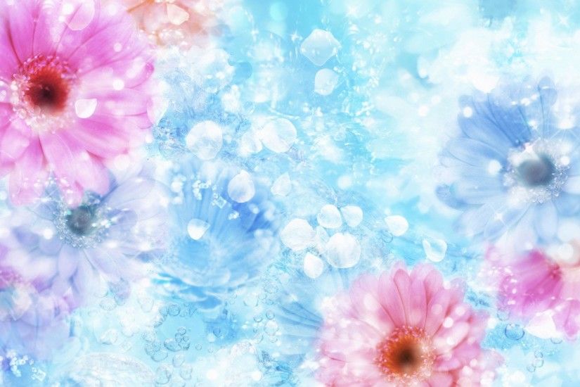 ... jpg 1920x1200 Light blue and pink flower background ...