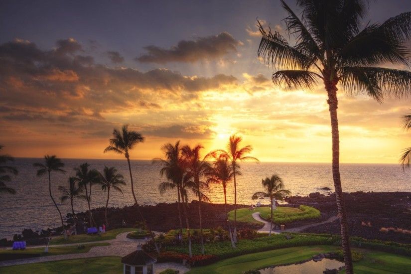 4K HD Wallpaper: Sunset from Hawaiian Resort