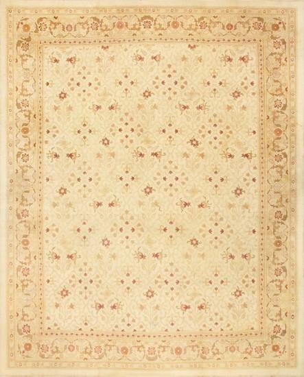 Large Cream Background Antique Indian Amritsar Rug 50658 Nazmiyal