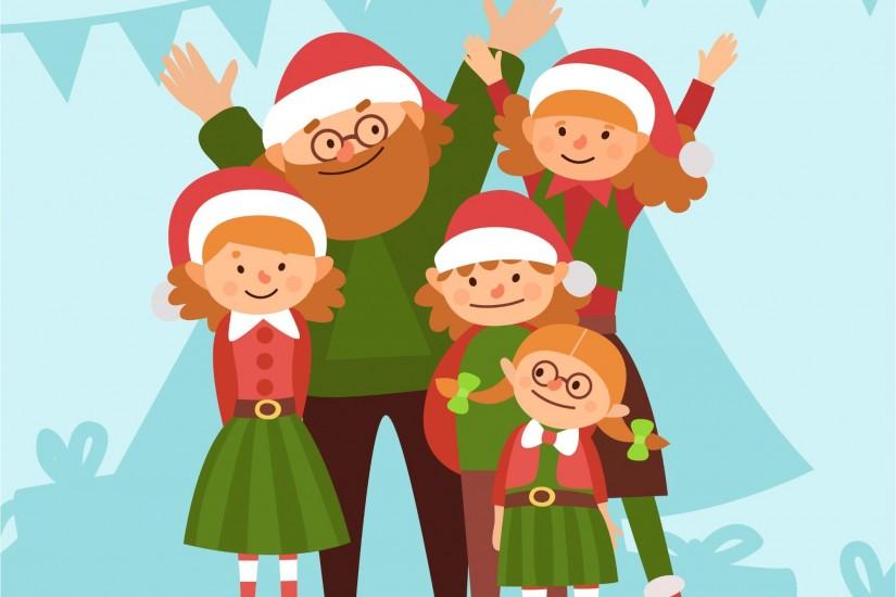 Happy Santa Family Day Vector Background