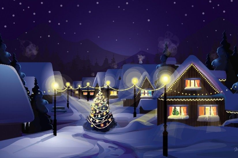 Christmas House Street Winter Night Village Lights Decorations Trees  Neighborhood Cozy Blue Amazing Desktop Backgrounds :