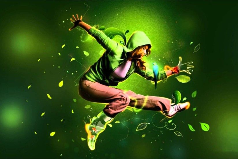 Lady jump shine green amazing computer background