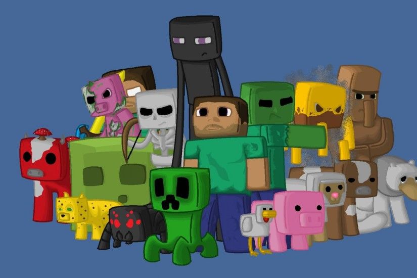 Preview wallpaper minecraft, characters, game, pixels, java 2048x1152