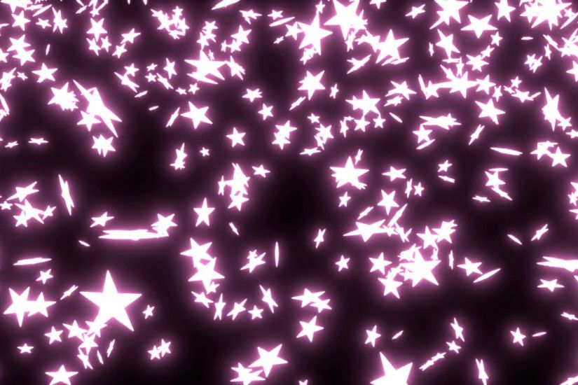 Subscription Library Animated falling neon pink stars on black background.
