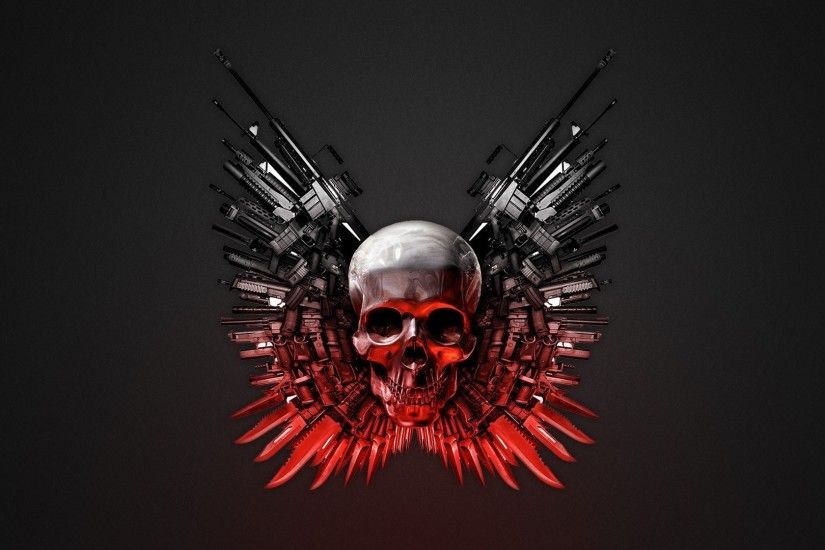 THE EXPENDABLES dark skull skulls weapon weapons wallpaper background