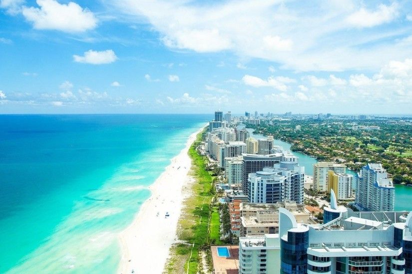 Man Made - Miami Man Made City Coast Coastline Ocean Beach Horizon Wallpaper