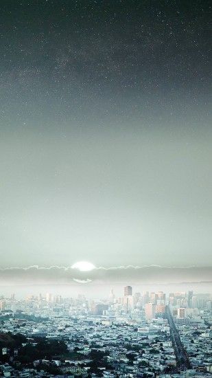 Starry Night Sky Big City iPhone 6 Plus HD Wallpaper ...