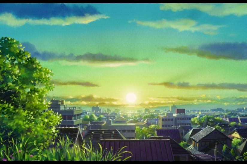 Cityscape City Town Anime Scenery Background Wallpaper