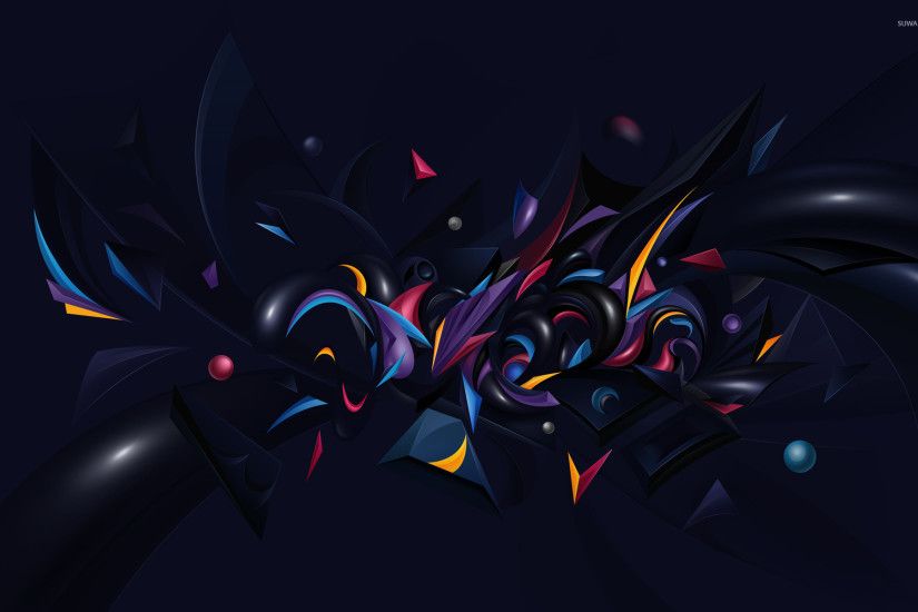Colorful shapes on a dark background wallpaper