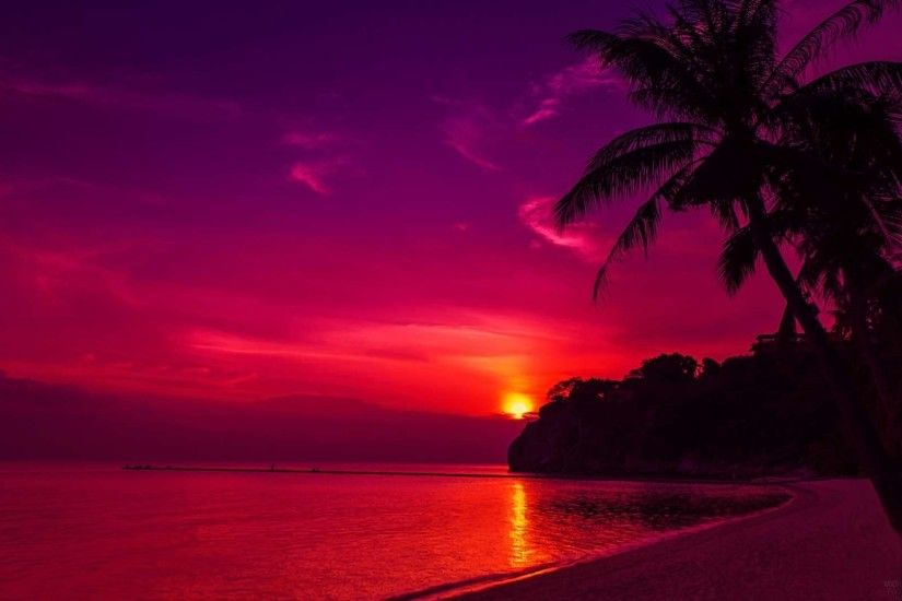 Wallpapers For > Hd Beach Sunset Wallpapers 1080p
