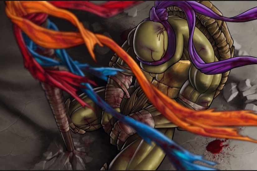 Artwork Bandages Blue Brothers Donatello Fantasy Art Grief Orange Purple  Red Sad Stick Teenage Mutant Ninja Turtles Tmnt War