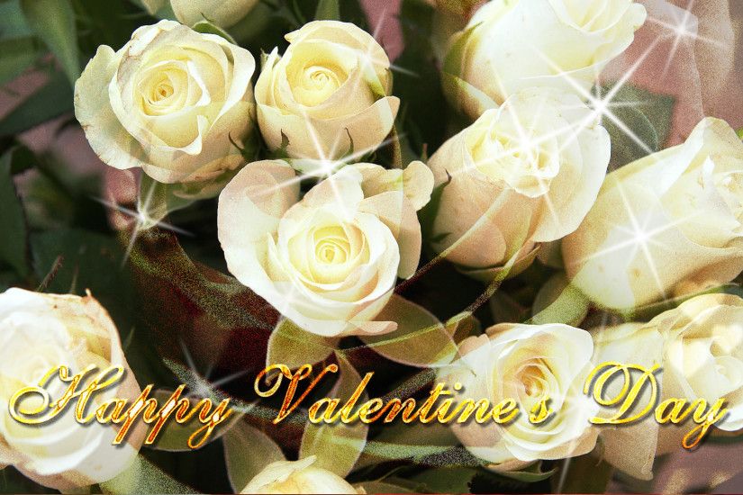 Happy Valentine's Day white roses