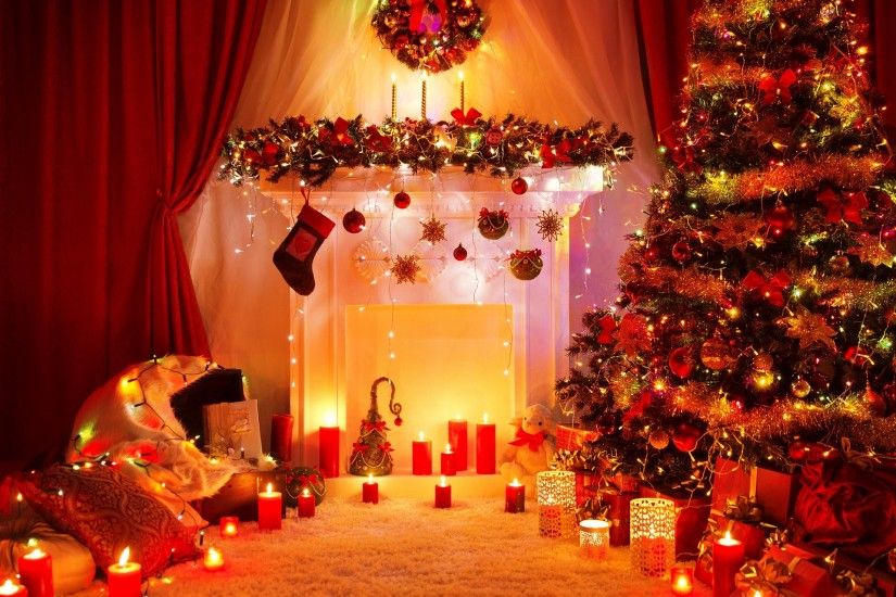 Christmas Fireplace 1366x768 Wallpapers Desktop Background Picture