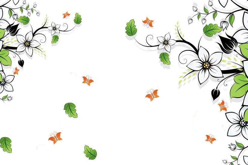 Wind Papillion White Breeze Butterfly Simple Abstract Leaves Blossoms  Vector Green Summer Butterflies Scatter Blooms Flowers Fleurs Spring Flower  Hd Theme ...