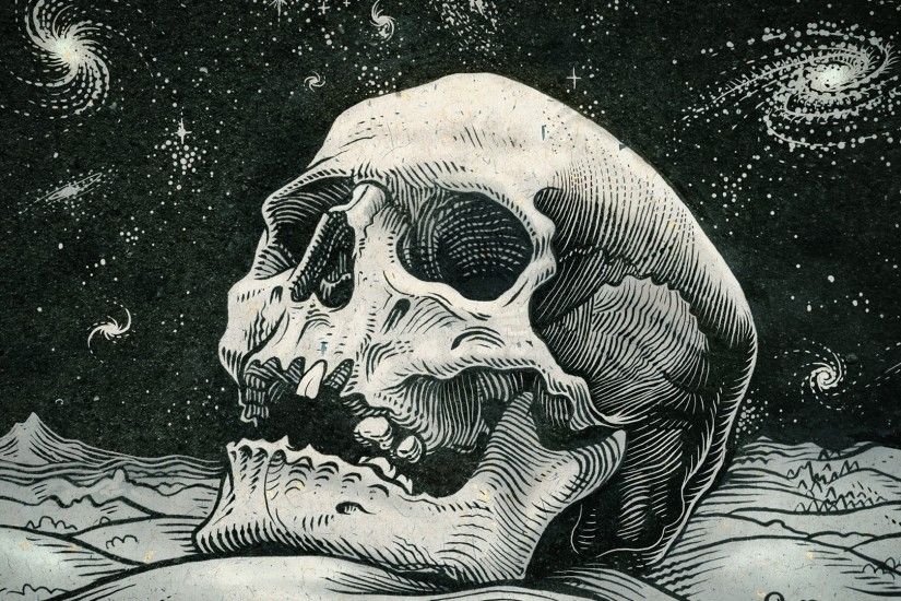1920x1080 Wallpaper skull, bw, artwork