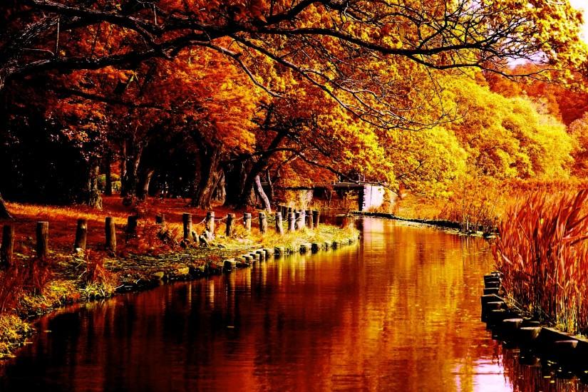 Autumn River Desktop Background.
