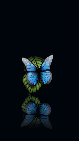 Blue Butterfly Black Background Android Wallpaper ...