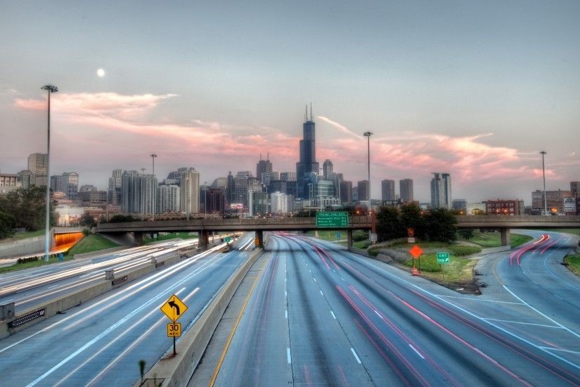 1920x1080 Wallpaper chicago, usa, highway, road, hdr