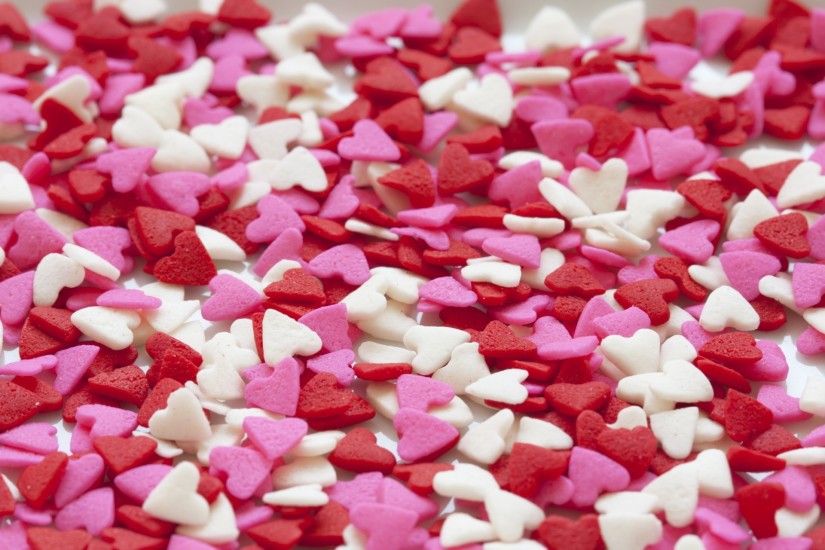 Selective Focus of White Red and Pink Hearts Sprinkles