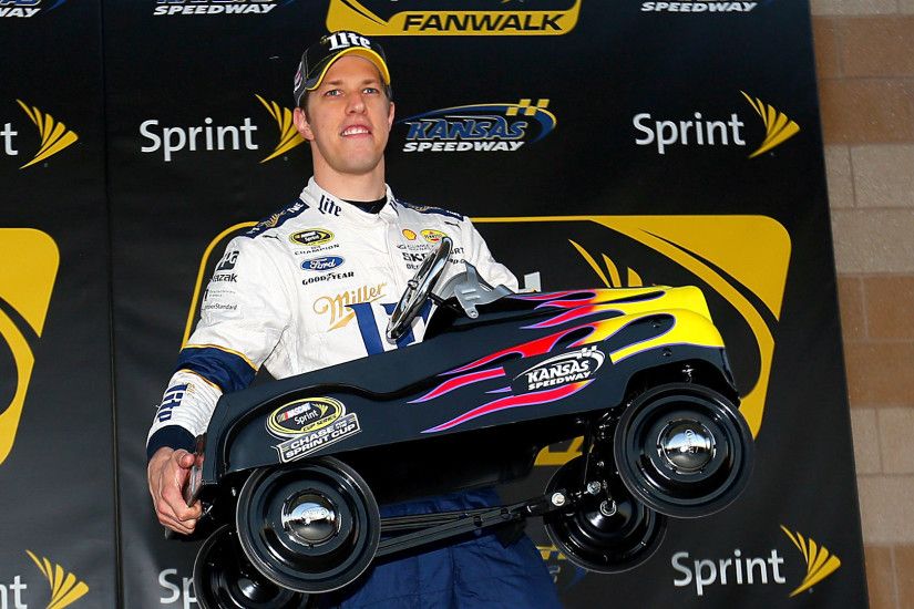 Brad Keselowski's pole prize? Pedal car but not the best pit stall. (Getty  Images)