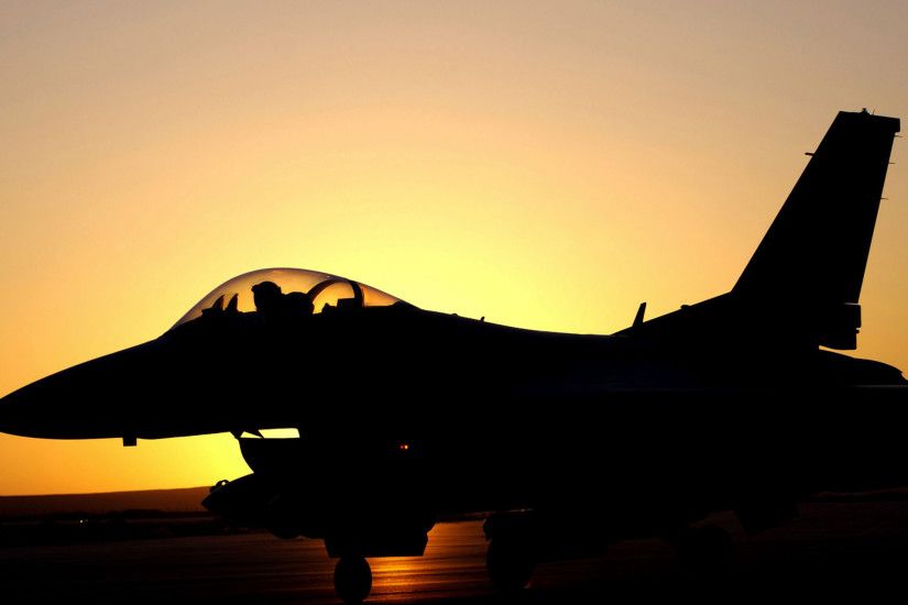 Aircraft F-16 Fighting Falcon Military Sunset United States Air Force