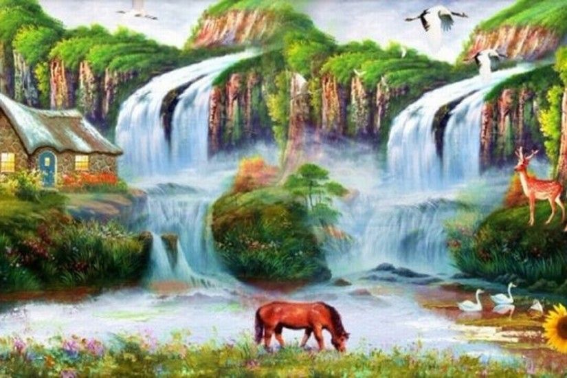 ... Beautiful Nature Wallpaper For Desktop 3d Waterfalls 7 Backgrounds  Beautiful Waterfall Photo Hd With Nature Wallpaper ...