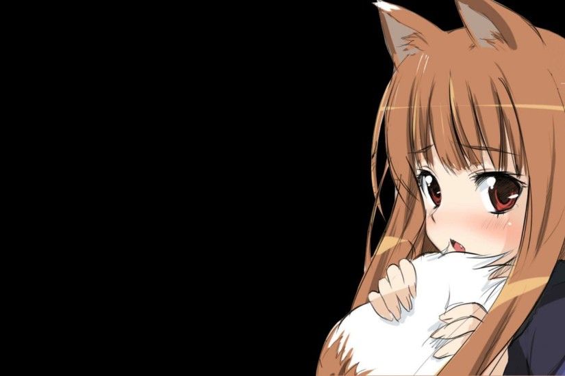 2560x1440 Wallpaper anime, spice wolf, girl, ears, tail, fear
