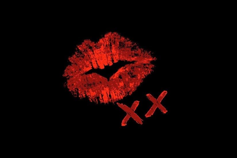 Wallpapers For > Red Lips Black Background