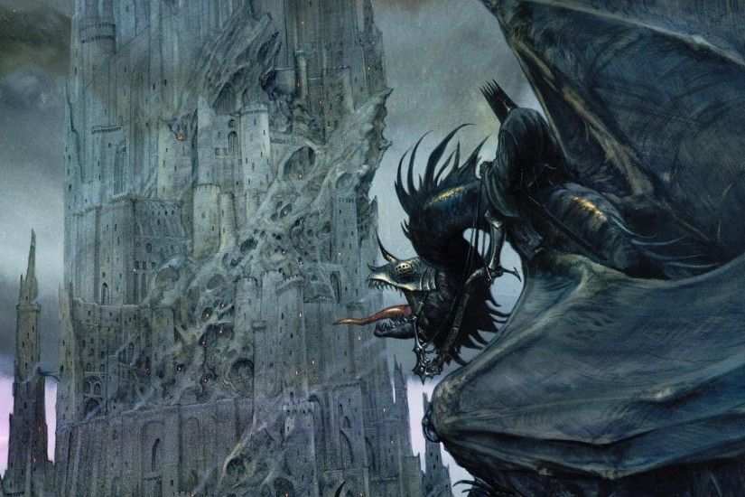 ... Fantasy Art, Barad dÃ»r, The Lord Of The Rings, Dragon, Castle, Flying,  Tongues, Witchking Of Angmar, John Howe, NazgÃ»l, J. R. R. Tolkien Wallpapers  HD ...