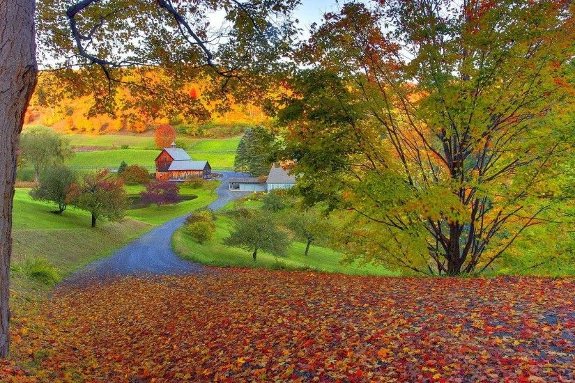 Farmhouse Tag - Peaceful Autumn Farmhouse Colors Farm Trees Nature Amazing  Beautiful House New England Landscape