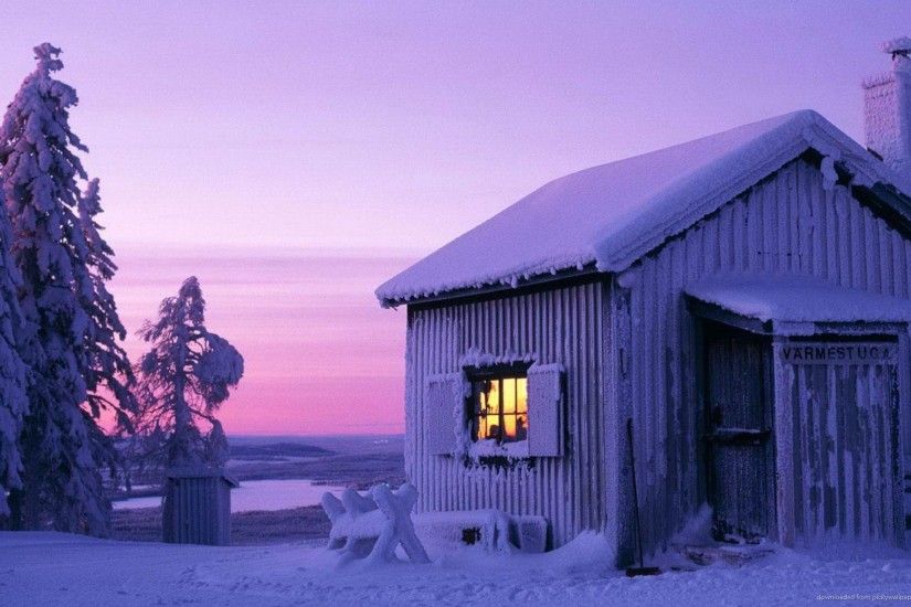 Swedish House In Winter for 1920x1200