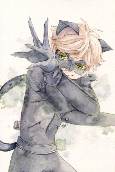 Watercolour, Canson Arches (cold press), Sakura Micron 01 Chat Noir is from Miraculous  Ladybug