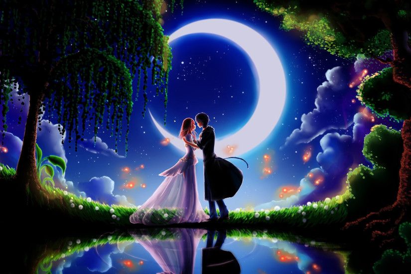 Art-night-moon-two-couple-love-dating-boyfriend-