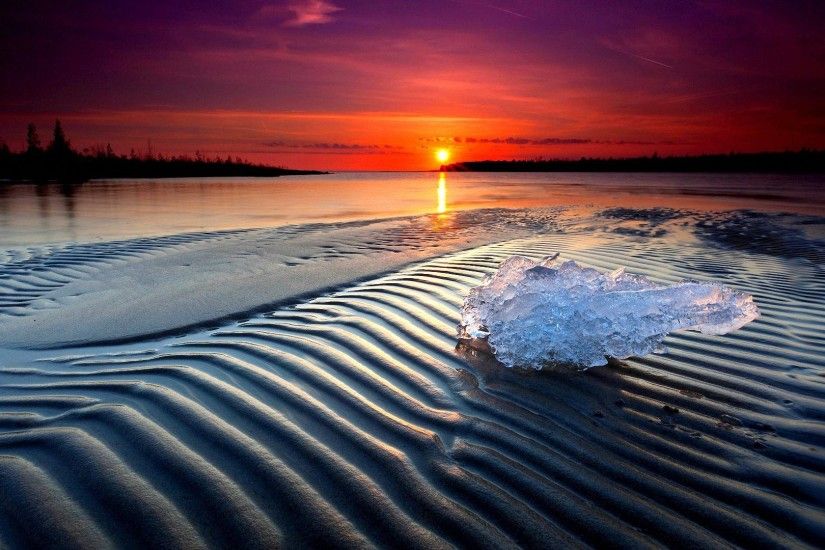 cool ice sunset beach wallpapers - full HD backgrounds