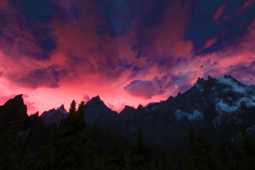 Red sky in The Elder Scrolls V: Skyrim wallpaper 1920x1080 jpg