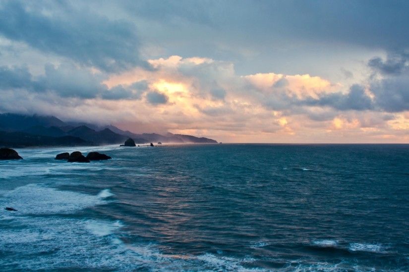 Rocks Clouds Coast Seascape Sunset Beautiful Sea Ocean View Desktop  Background Detail