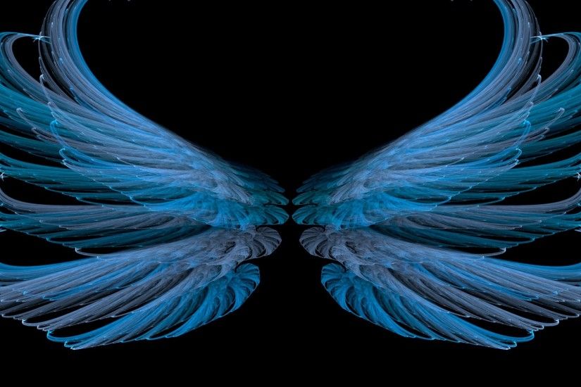 Download now full hd wallpaper blue wings dark background ...